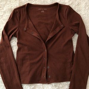 American Eagle Brick Ribbed long sleeve cardigan